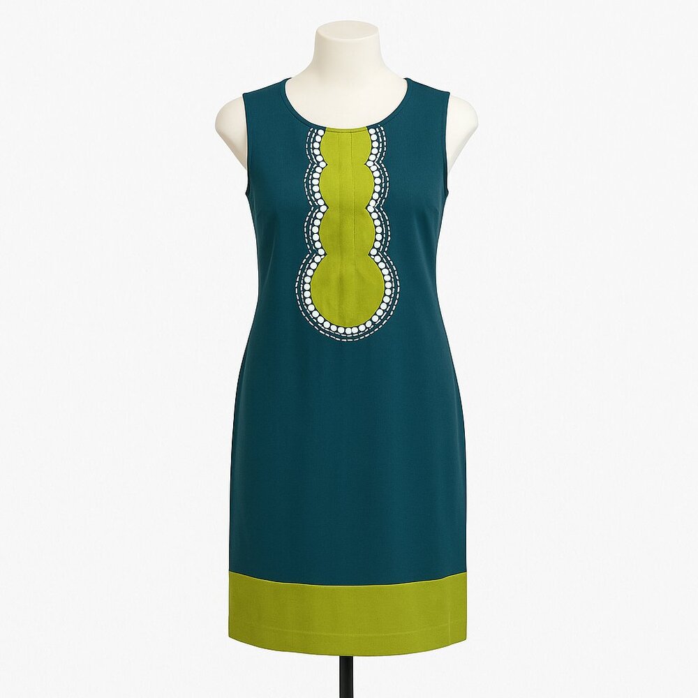 Boden Teal and Lime Green Sleeveless Mini Dress
